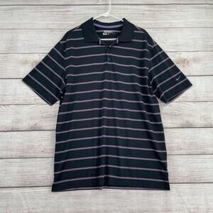 Nike Golf Tour Performance Dri-Fit Polo Shirt Men's Size XL Black/Purple Striped